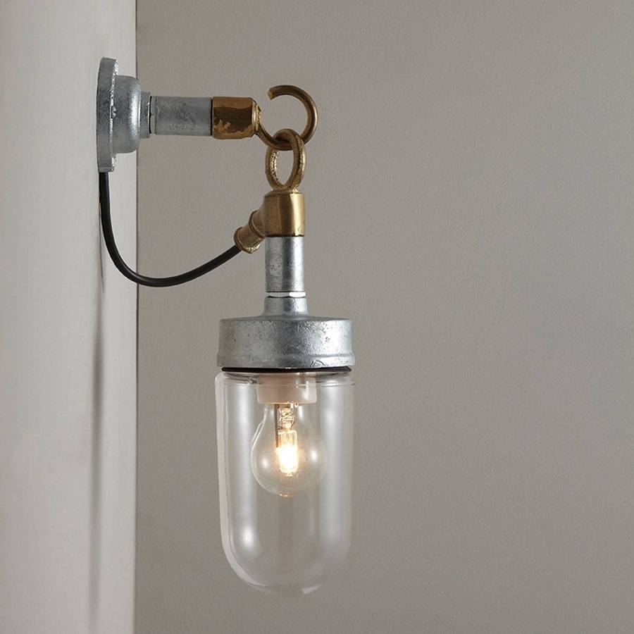 ORIGINAL BTC Well Glass Wall Light, Galvanised