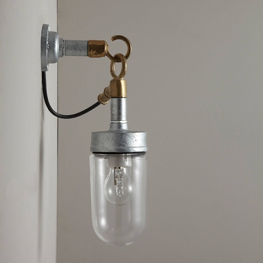 ORIGINAL BTC Well Glass Wall Light, Galvanised