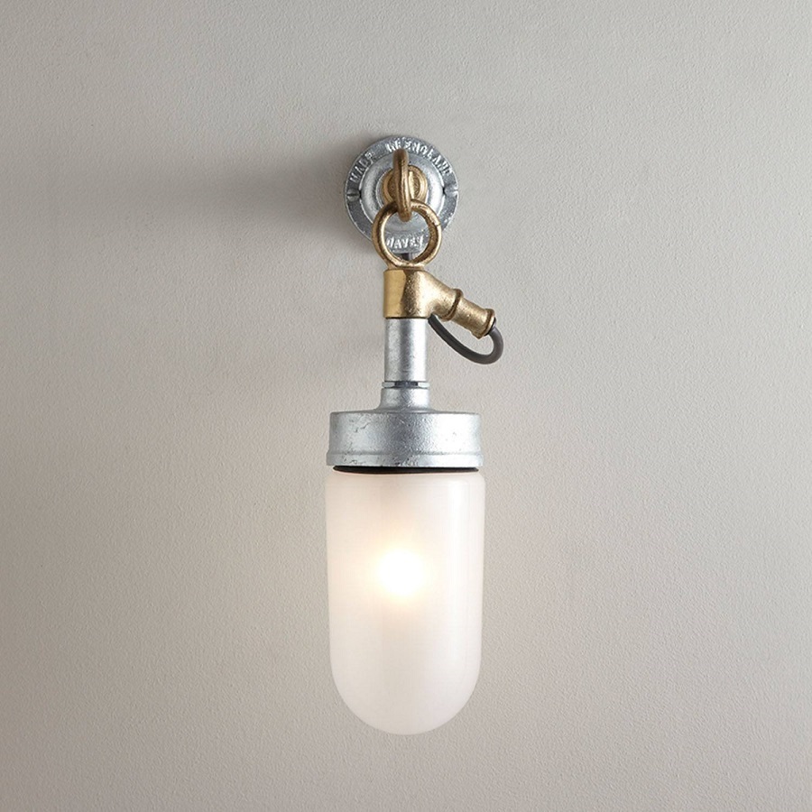 ORIGINAL BTC Well Glass Wall Light, Galvanised