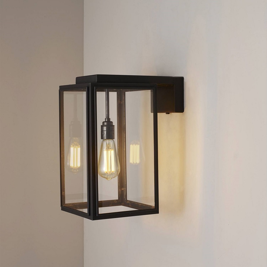 ORIGINAL BTC Small Portico Wall Light Weathered Brass, Clear Glass