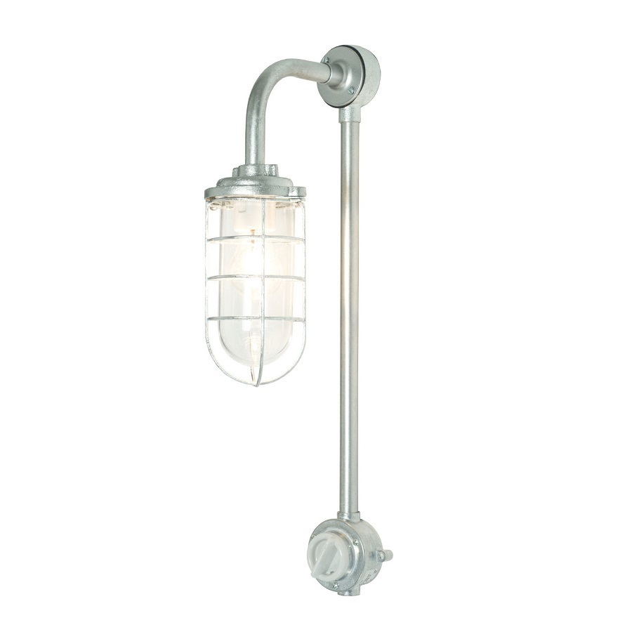 ORIGINAL BTC Bracket Light with Switch, Galvanised, 60W, Clear Glass