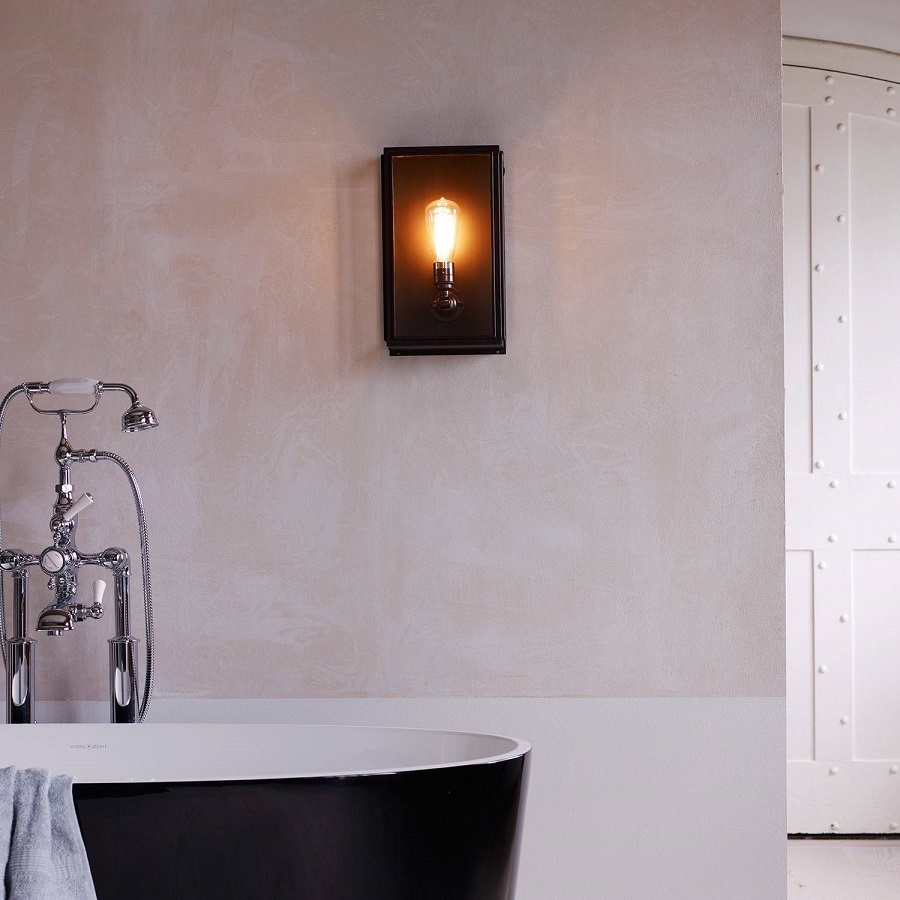 ORIGINAL BTC Box Wall Light, External Glass, Medium, Weathered Brass