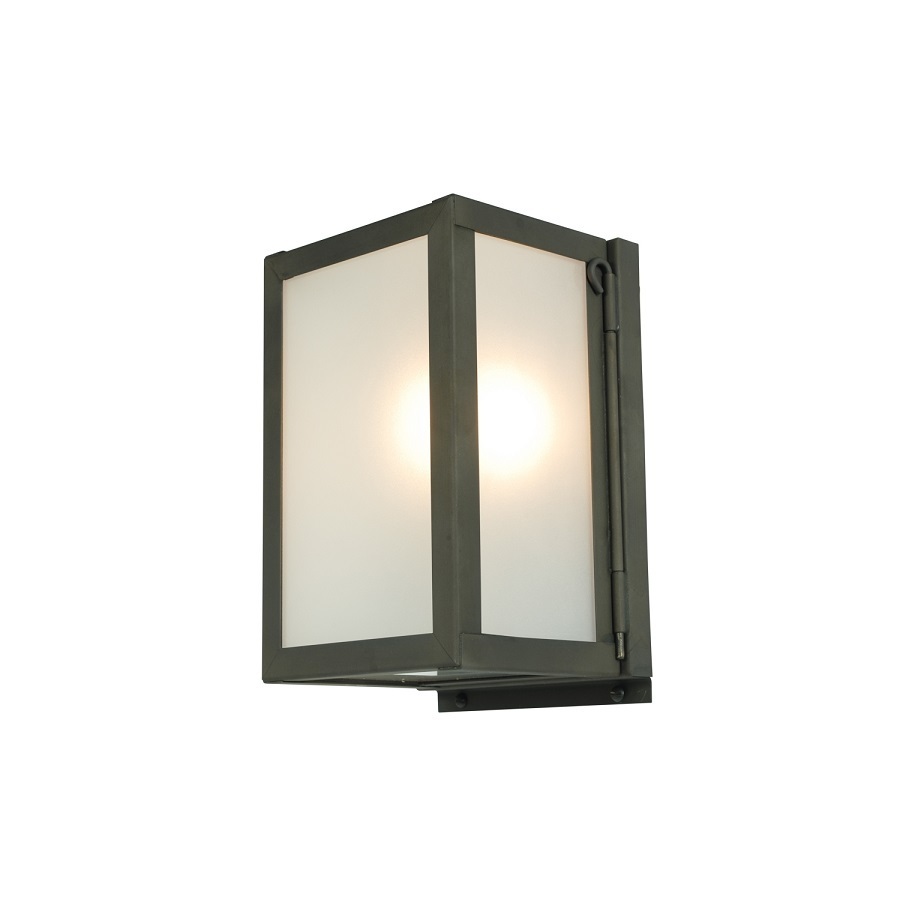 ORIGINAL BTC Miniature Box Wall Light, Internal Glass - Weathered Brass, Frosted Glass