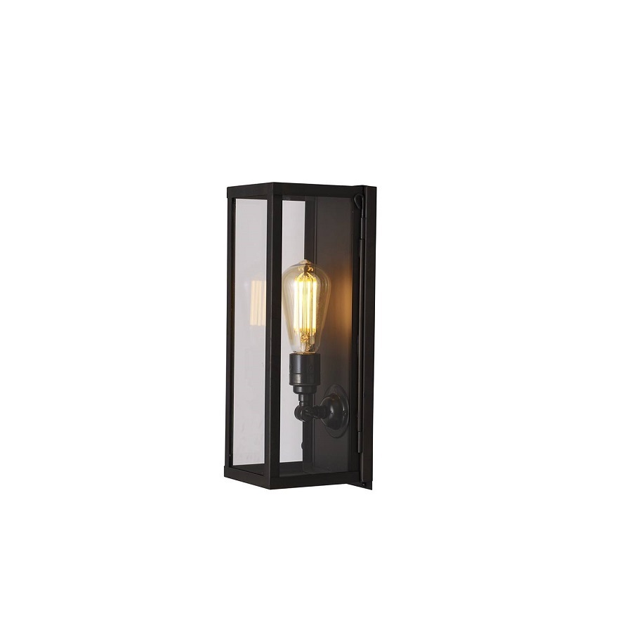 ORIGINAL BTC Narrow Box Wall Light, Internal Glass - Weathered Brass, Clear Glass