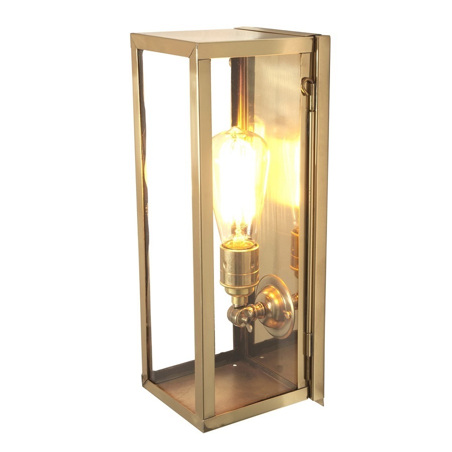 ORIGINAL BTC Narrow Box Wall Light, Internal Glass - Polished Brass, Clear Glass