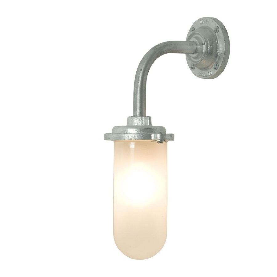 ORIGINAL BTC Bracket Light, 60W, Round Backplate - Galvanised, Frosted Glass
