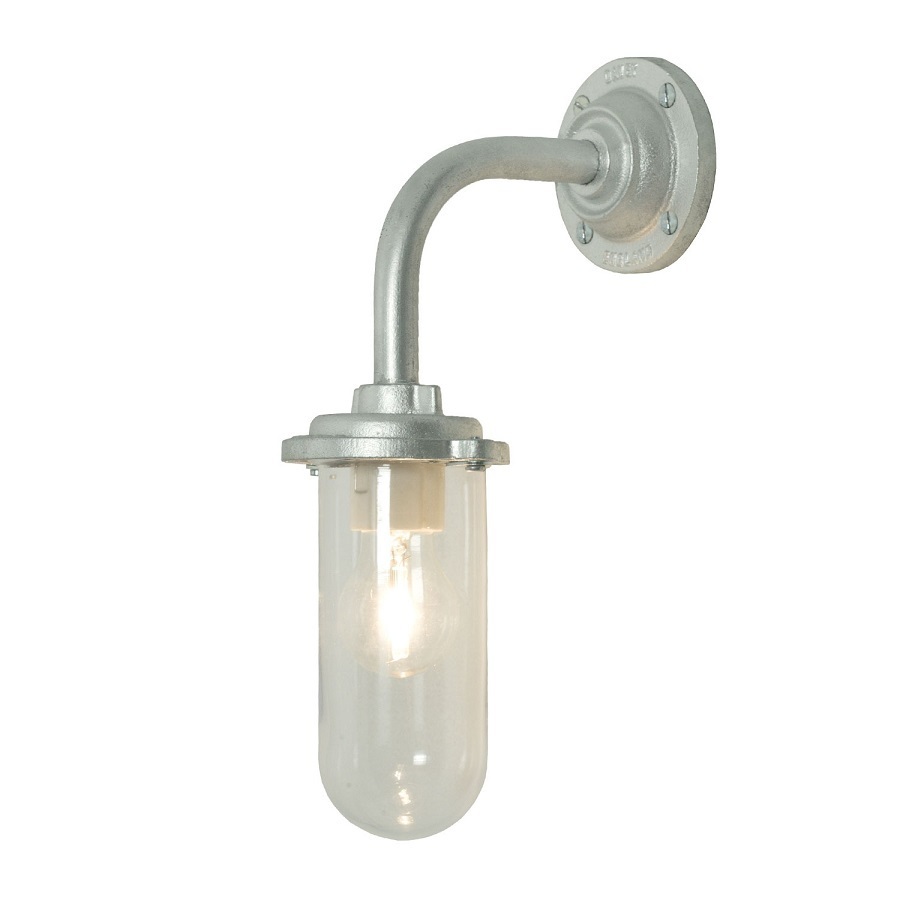 ORIGINAL BTC Bracket Light, 60W, Round Backplate - Galvanised, Clear Glass