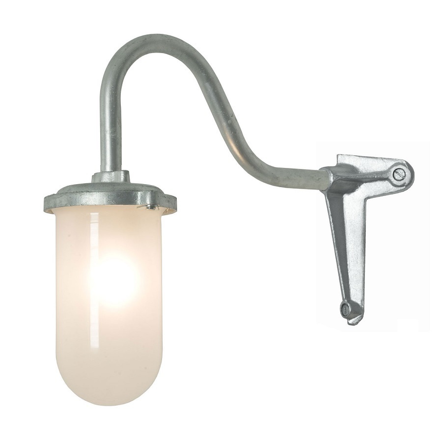 ORIGINAL BTC Bracket Light, 100W, Corner, Swan Neck - Galvanised, Frosted