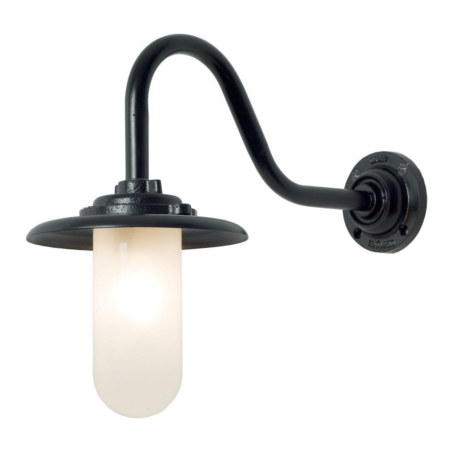 ORIGINAL BTC Exterior Bracket Light, 60W, Swan Neck - Black, Frosted Glass