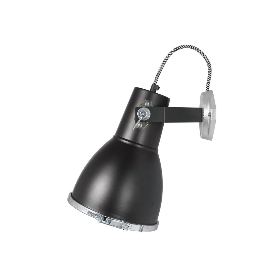 ORIGINAL BTC Stirrup 2 Wall Light with Etched Glass - Black