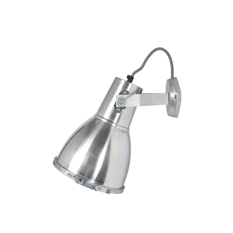 ORIGINAL BTC Stirrup 2 Wall Light with Etched Glass - Natural Aluminium