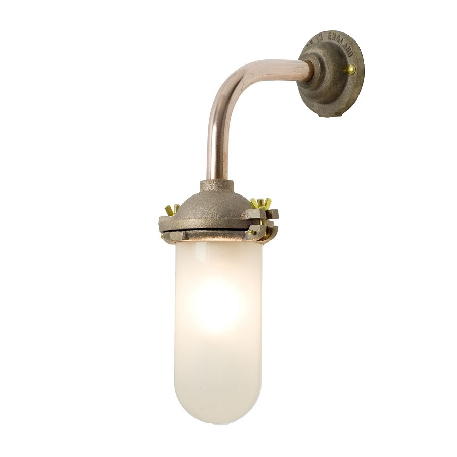 ORIGINAL BTC Exterior Bracket Light, No Ref, R/Angle, Round - Gunmetal, Frosted Glass