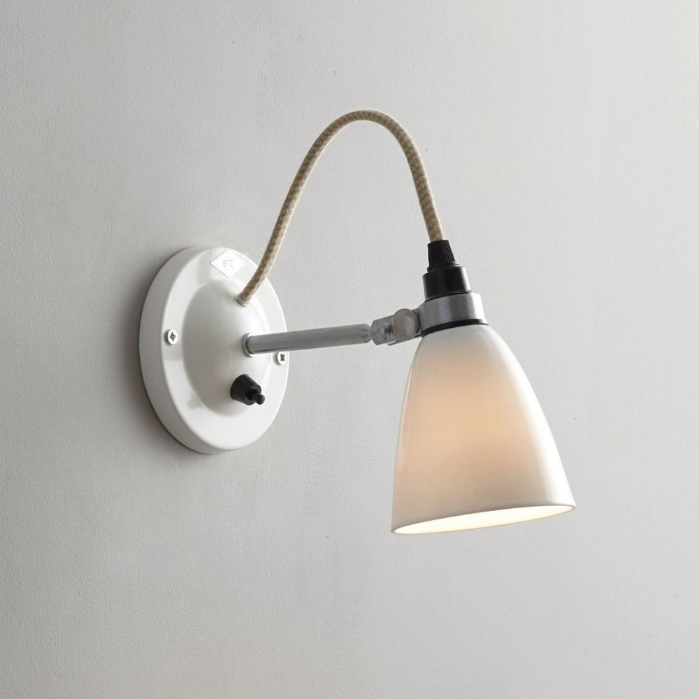 ORIGINAL BTC Hector Small Dome Wall Light Switched - Naturweiß