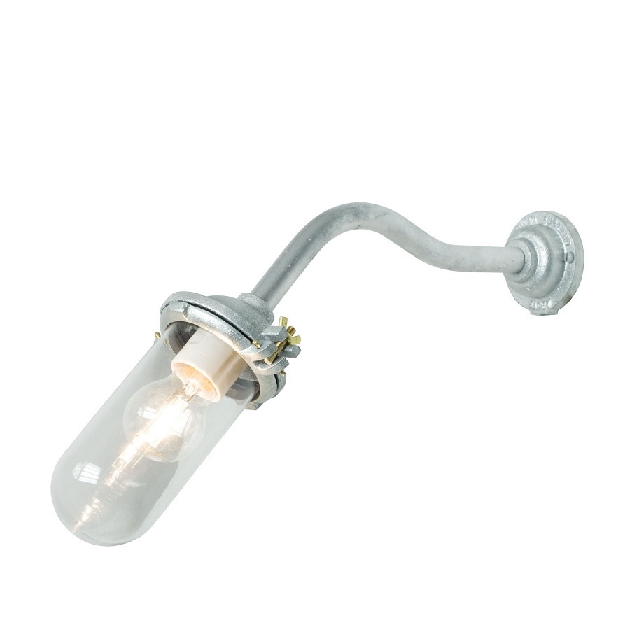ORIGINAL BTC Exterior Bracket Light, No Ref, Canted, Round - Galvanised, Clear Glass