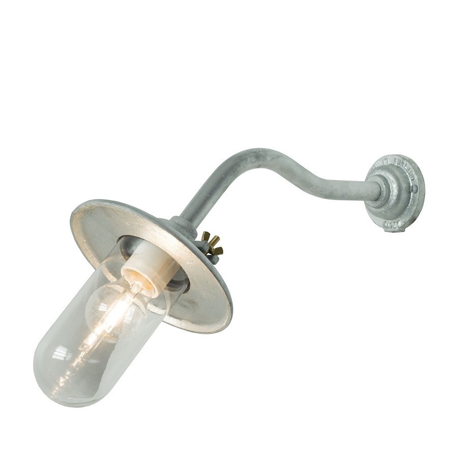 ORIGINAL BTC Exterior Bracket Light, Ref, Canted, Round - Galvanised, Clear Glass