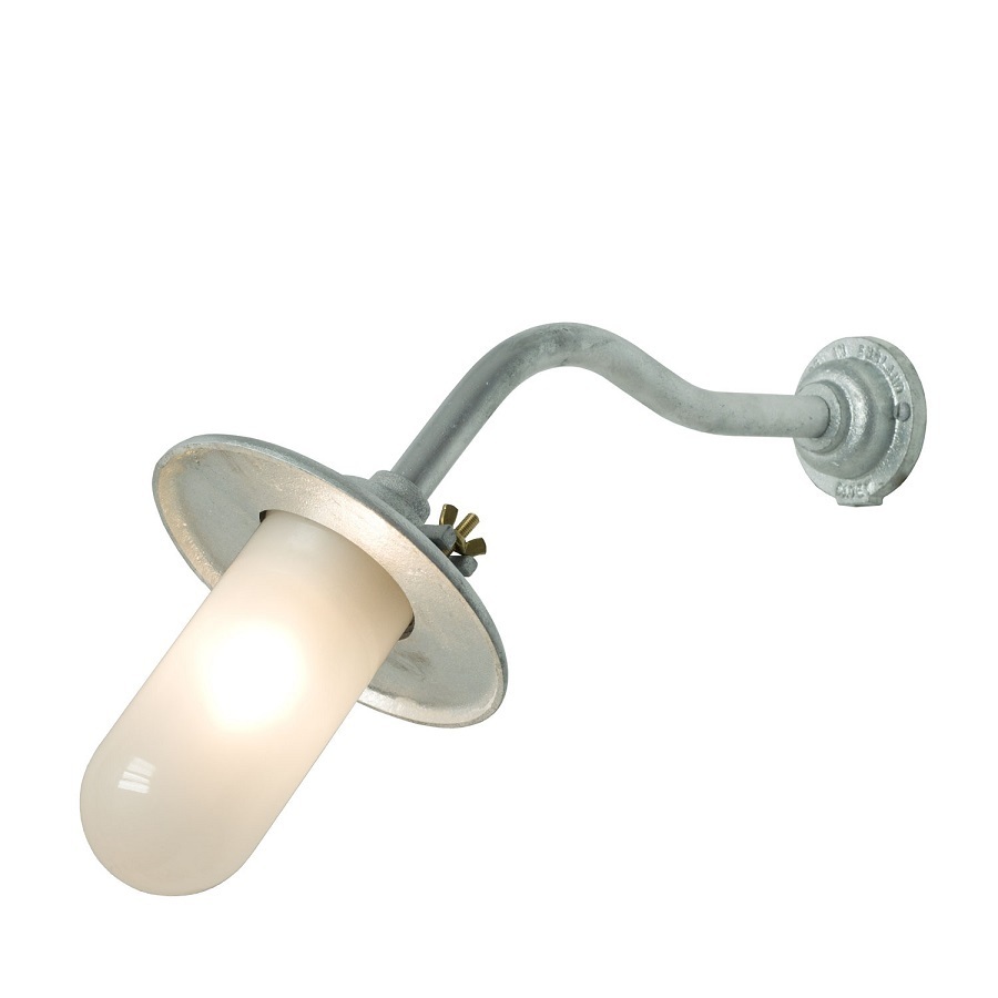ORIGINAL BTC Exterior Bracket Light, Ref, Canted, Round - Galvanised, Frosted Glass