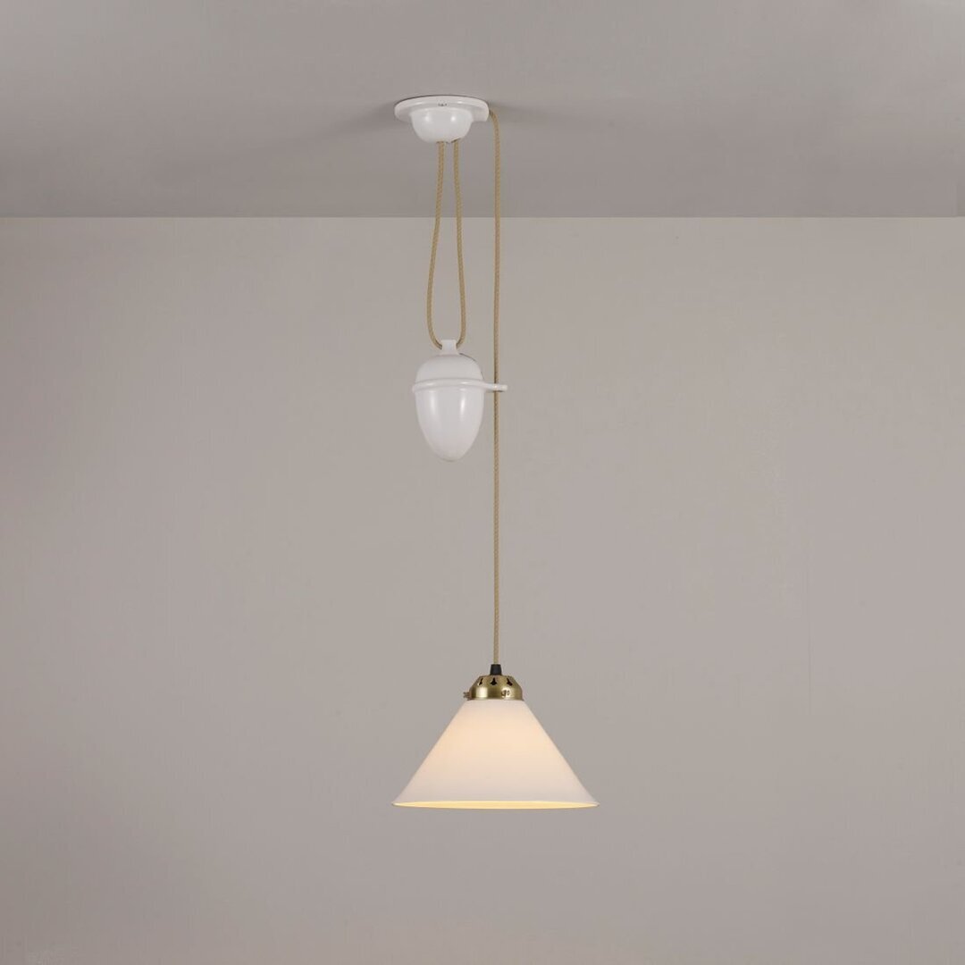 Original BTC Cobb Rise & Fall Small Pendant Light - Pendelleuchte - Naturfarben mit Satinmessing