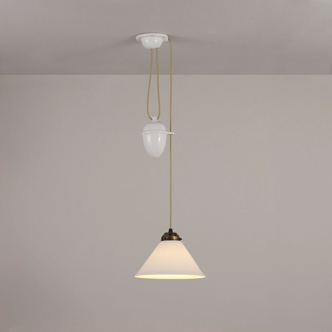 Original BTC Cobb Rise & Fall Small Pendant Light - Pendelleuchte - Natur mit antikem Messing