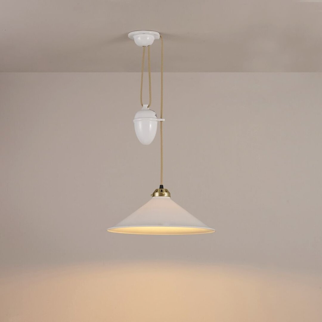 Original BTC Cobb Rise & Fall Large Pendant Light - Pendelleuchte - Naturfarben mit Satinmessing