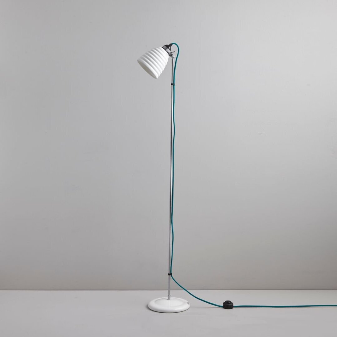 Original BTC Hector Bibendum Floor Light - Stehleuchte - Naturweiß mit türkisem geflochtenem Kabel