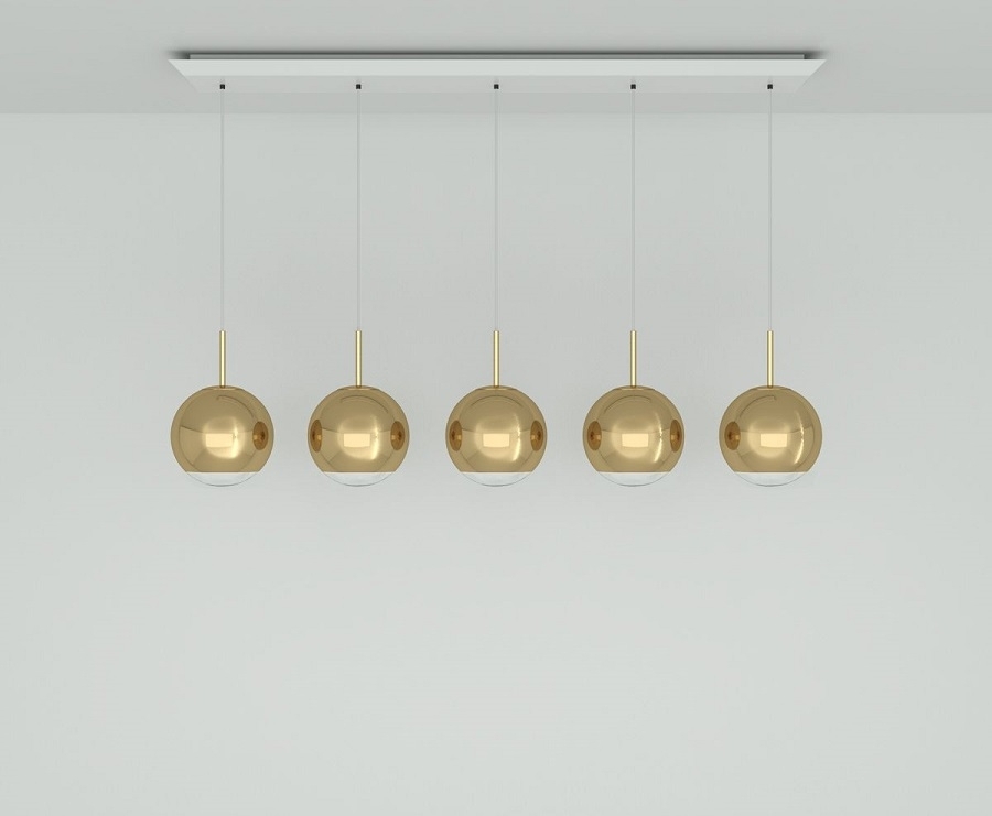 Tom Dixon Mirror Ball Gold 25cm Linear Pendant System
