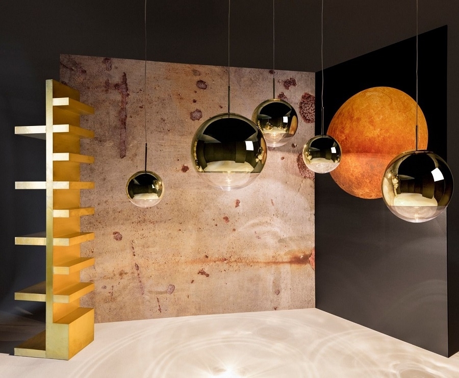 Tom Dixon Mirror Ball Gold 25cm Linear Pendant System