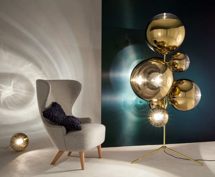 Tom Dixon Mirror Ball Stand Chandelier Gold