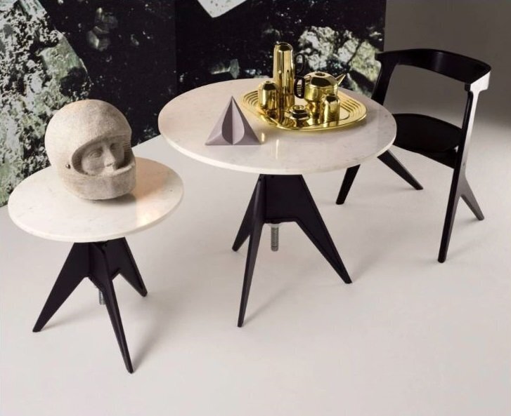 Tom Dixon Screw Side Table White Marble Top 600Mm