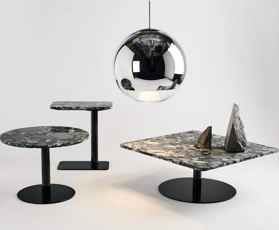 Tom Dixon Stone Table Square Black Pebble - Couchtisch