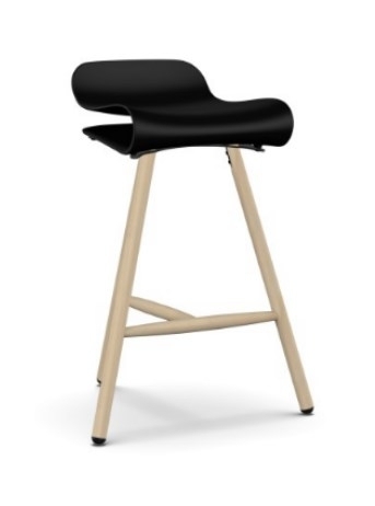 Kristalia BCN Wood Base Hocker- Buche Natur - Sitz Schwarz