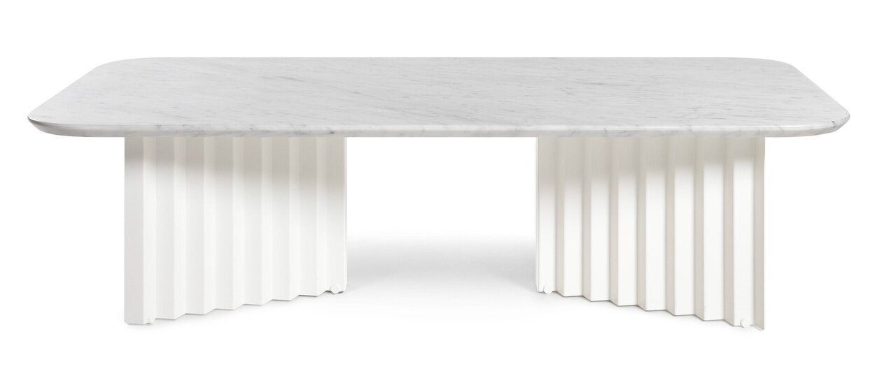 RS Barcelona Plec Rectangular Occasional Table Large - Couchtisch 115x30x60 cm - Mamor - Weiß Carrara