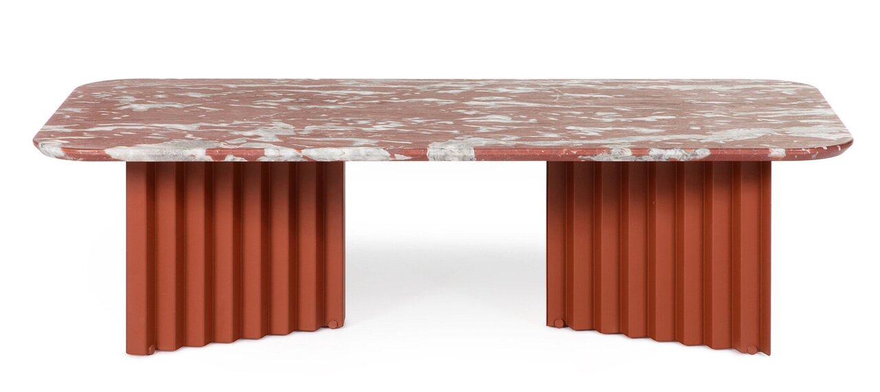 RS Barcelona Plec Rectangular Occasional Table Large - Couchtisch 115x30x60 cm - Mamor - Rot Francia