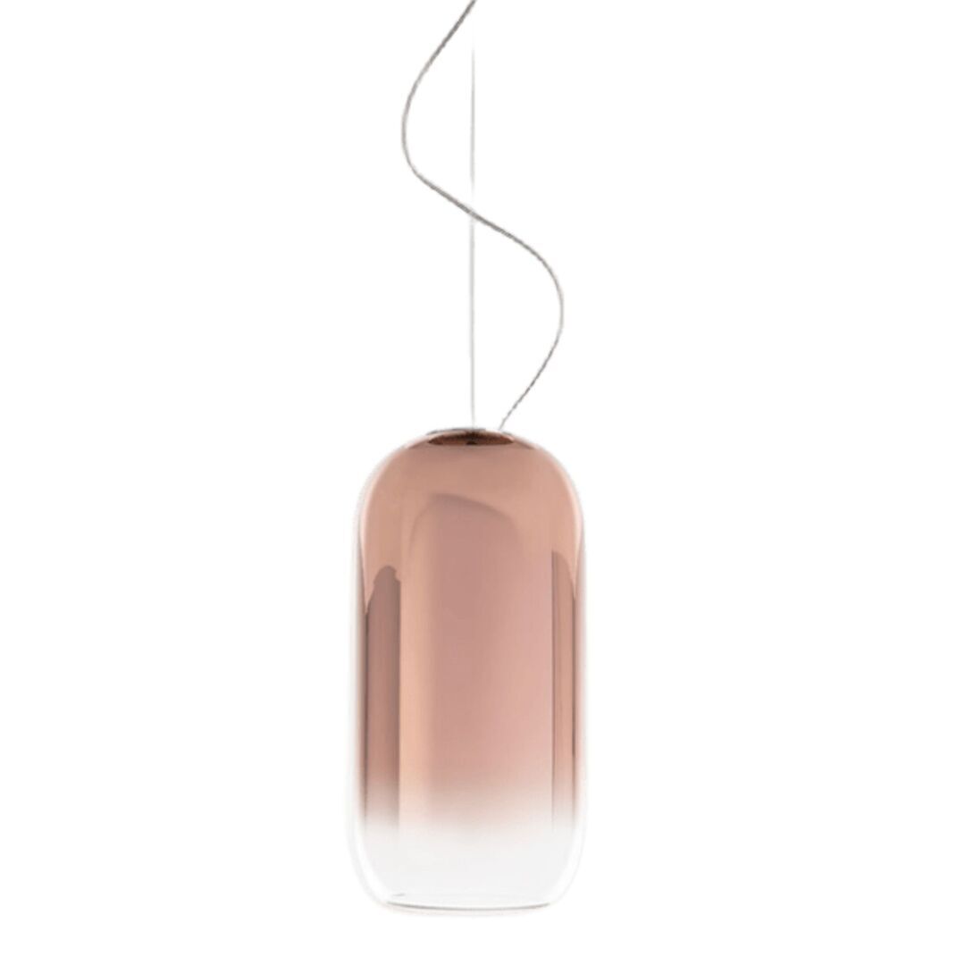 Artemide Artemide Gople Mini Pendelleuchte Hellrosa RAL 3015, Weiss / Weiss, 1406040A, kupferfarben