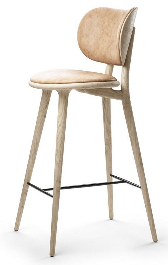 MATER HIGH STOOL BACKREST | NATURAL MATT LACQURED OAK | 69 CM