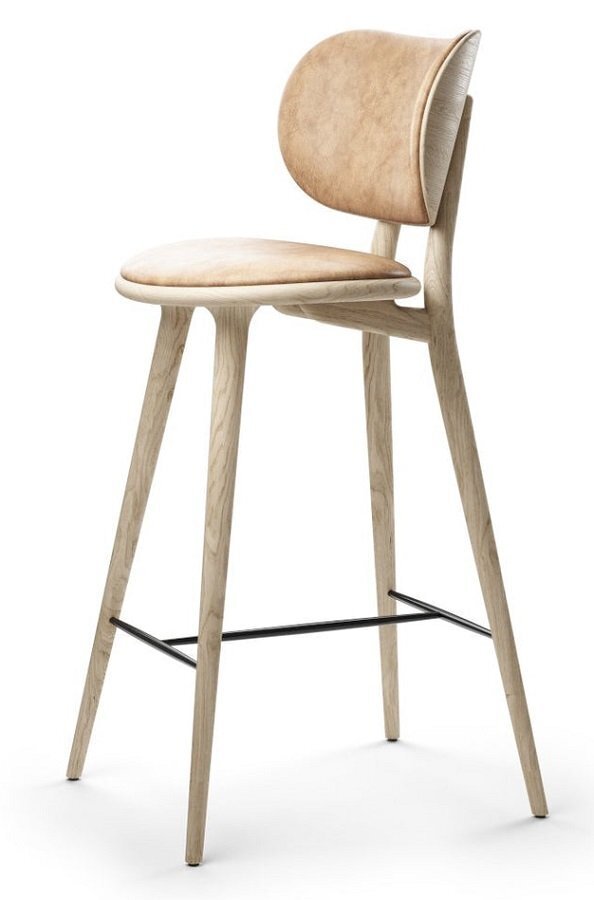 MATER HIGH STOOL BACKREST | NATURAL MATT LACQURED OAK | 74 CM