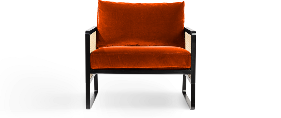 Red Edition Cane Armchair -  Velvet Fox T26 (cat.C) Black Oak