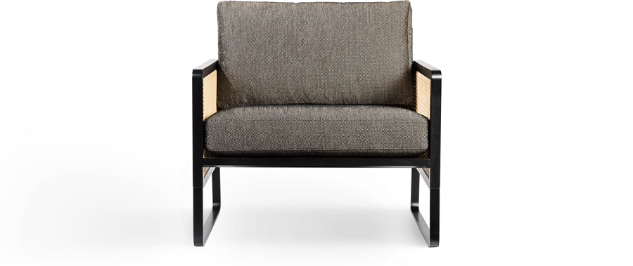 Red Edition Cane Armchair -  Fabric Caviar T37 (cat. C) Black Oak