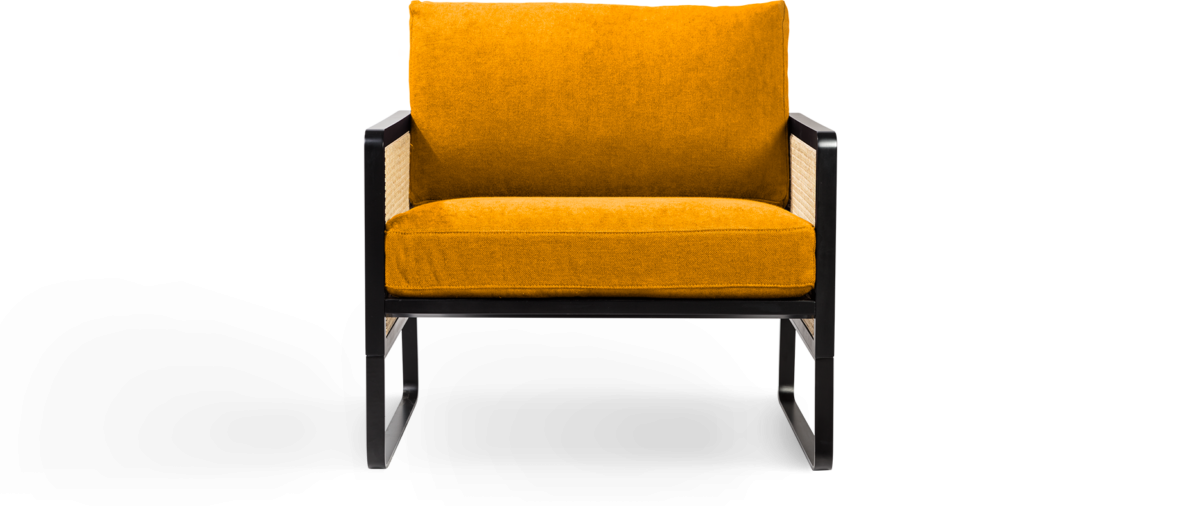 Red Edition Cane Armchair -  Fabric Ochre T16 (cat.B.) Natural Oak