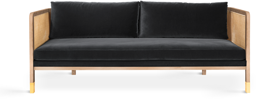 Red Edition Cane sofa 210 -  Velvet Chic Gray T25 (cat.C) Natural Oak