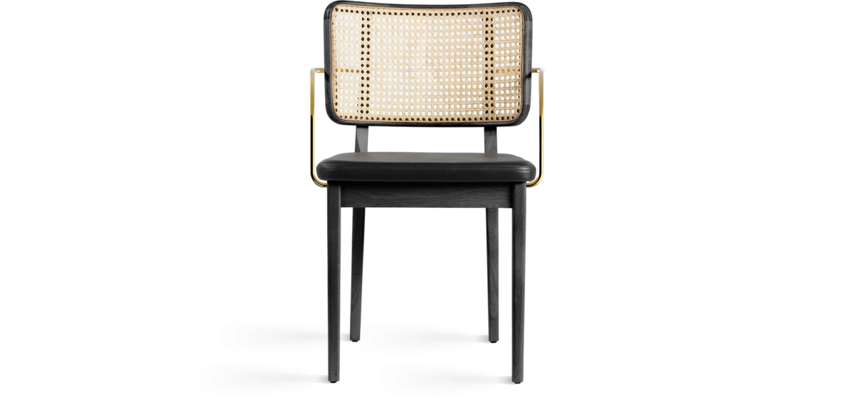Red Edition Cane Chair - Black - Armrests oak black
