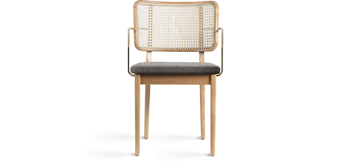 Red Edition Cane Chair - Fabric Caviar T37 (cat. C) - Armrests oak