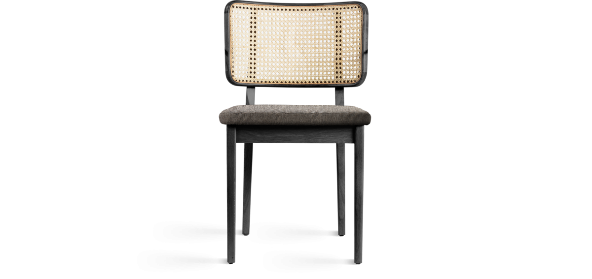 Red Edition Cane Chair - Fabric Caviar T37 (cat. C) - Without armrests black oak