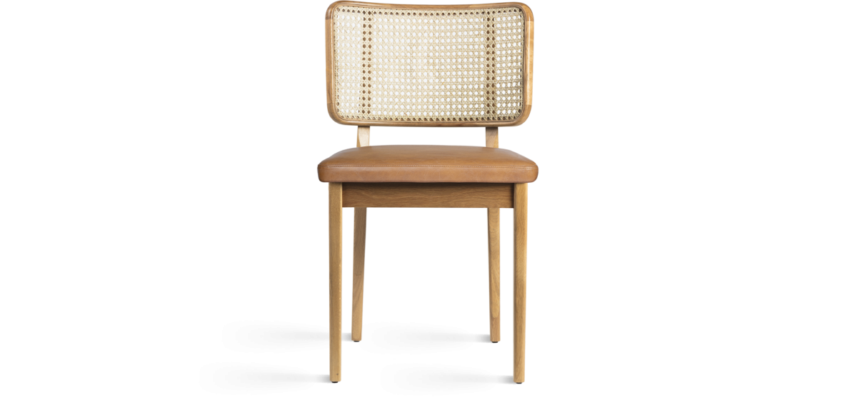 Red Edition Cane Chair - Tobacco Leather T52 - Without armrests oak