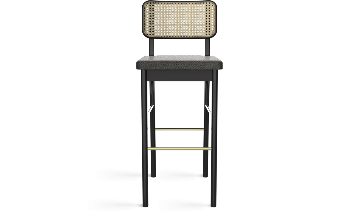 Red Edition High Cane Stool - Fabric Caviar T37 (cat. C) - Black Oak