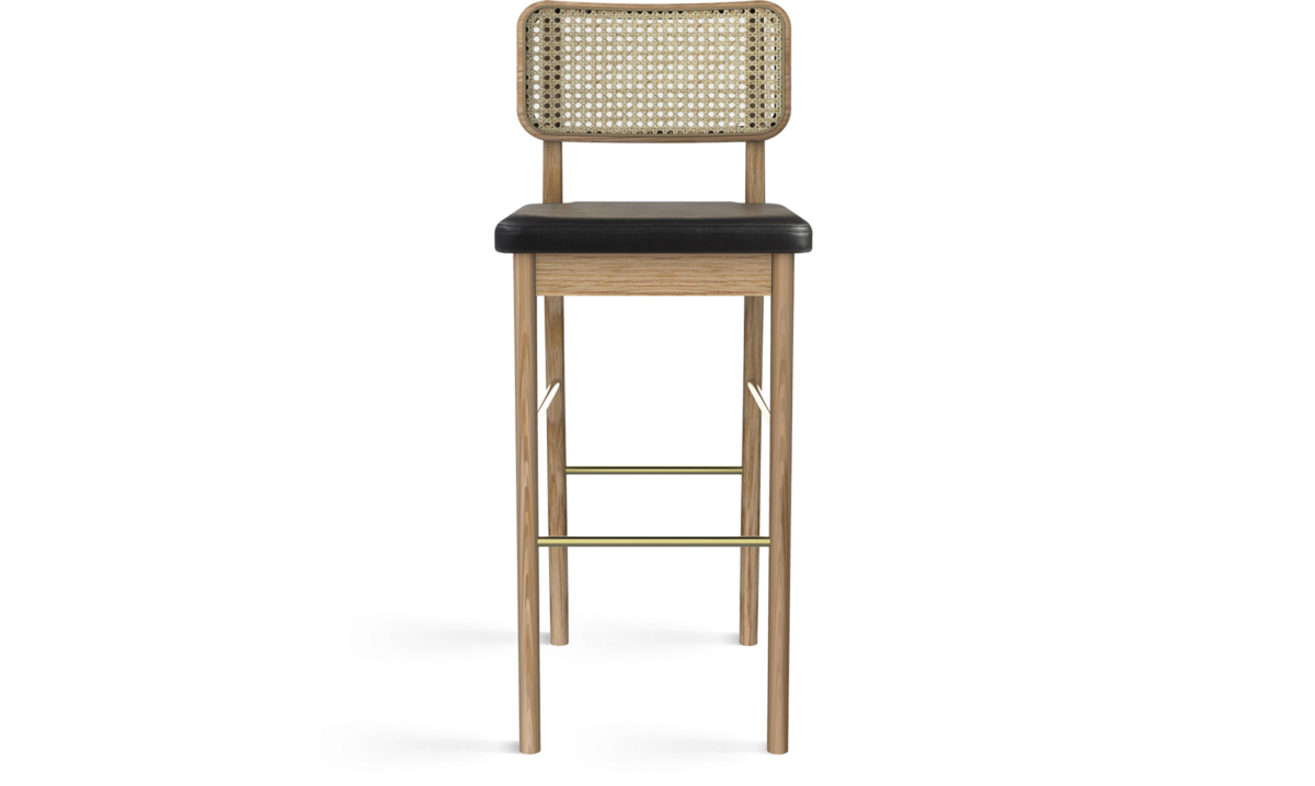 Red Edition High Cane Stool - Black - Natural Oak