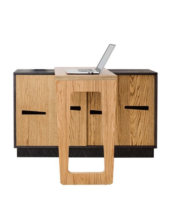 RADIS DREHTISCH MIT SIDEBOARD FOLDY- Eiche Furnier, Schwarz Beizt