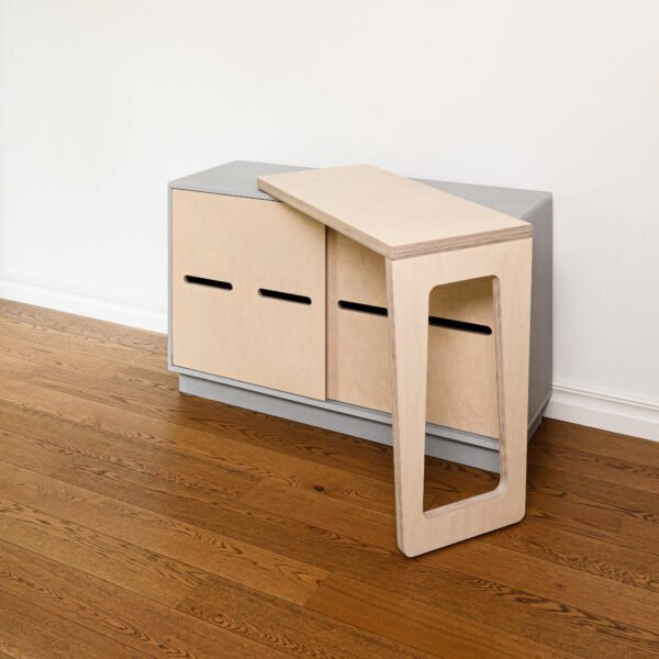 RADIS DREHTISCH MIT SIDEBOARD FOLDY- Hellgraue Vorfarbe, Tisch Aus Eiche Hell