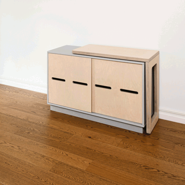 RADIS DREHTISCH MIT SIDEBOARD FOLDY- Hellgraue Vorfarbe, Tisch Aus Eiche Hell