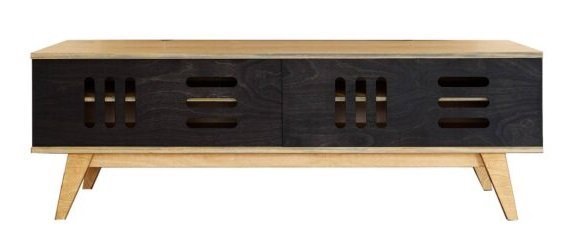 FERNSEHTISCH HUH- 2 SCHIEBETÜREN- Light Oak, Schwarz