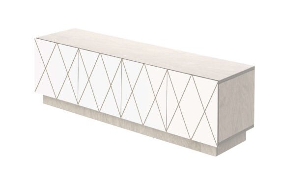 RADIS FERNSEHTISCH ROMB 4 TÜREN- Pebble Grey, Türen Und Schubladen Weiss Cpl